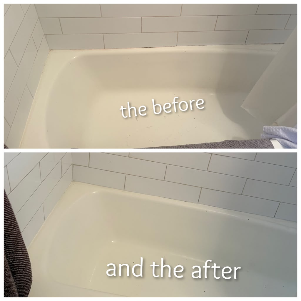 Bathtub before and after cleaning