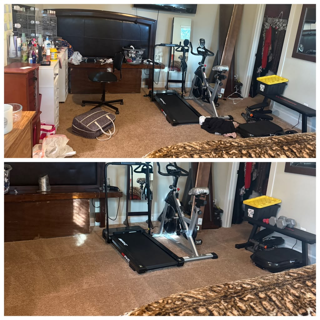 Bedroom before and after cleaning
