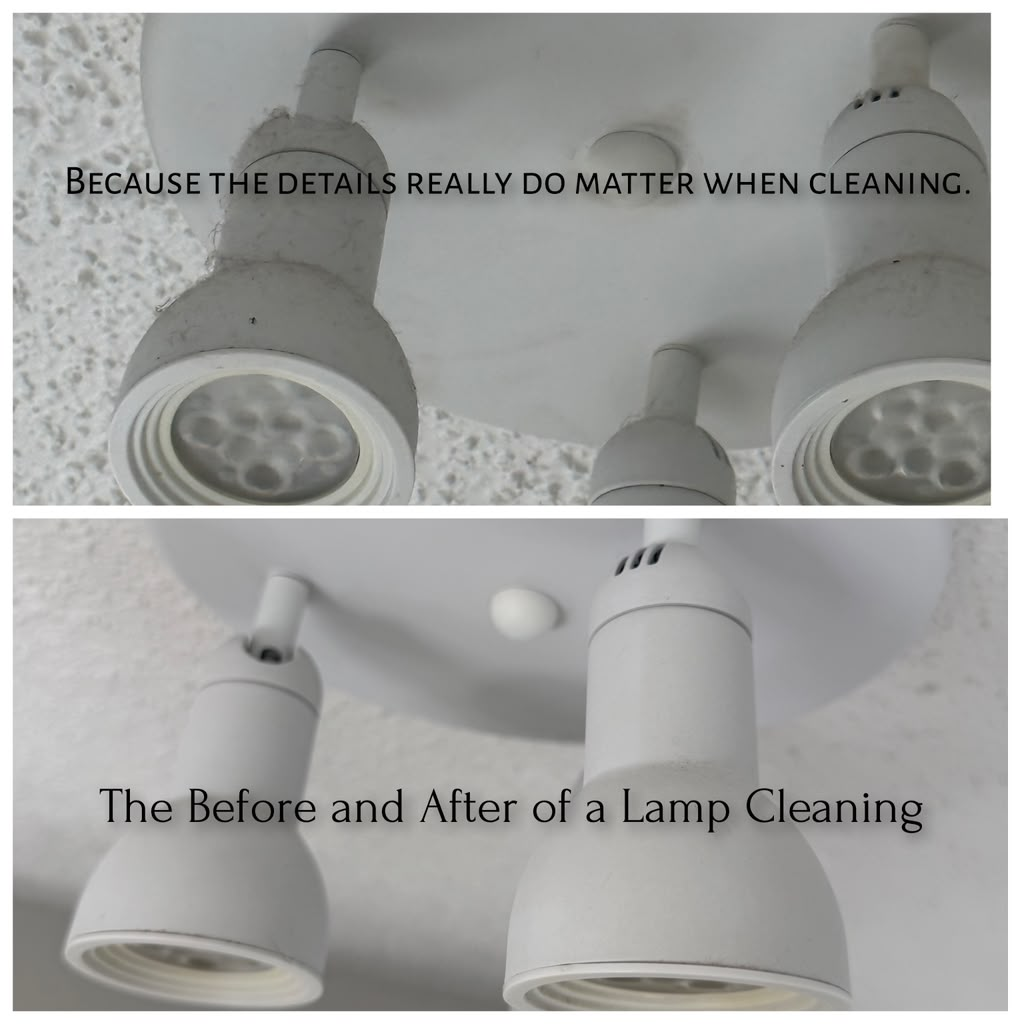 Light fixture before and after cleaning